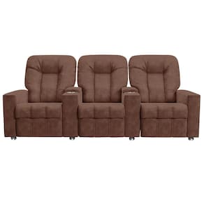 Poltrona Reclinável 3 Lugares Para Sala De Cinema Romeo F05 Veludo Terracota