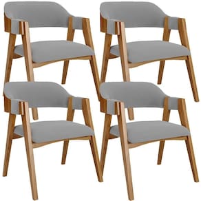 Kit 04 Cadeiras Para Sala De Jantar E Estar Living Estofada Suran L02 Suede Cinza - Lyam