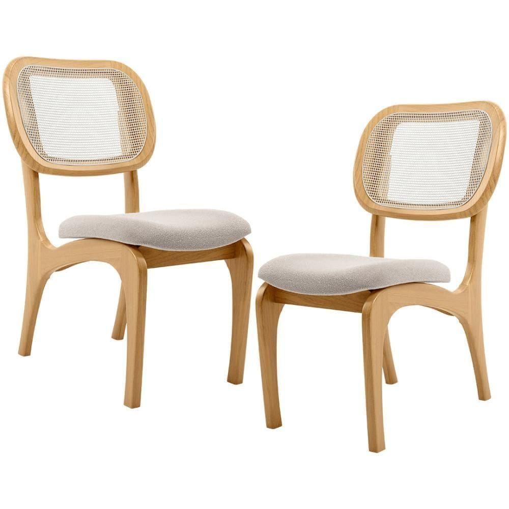 Kit 2 Cadeiras Para Sala De Jantar Estofada E Tela Mariah L02 Bouclê Creme
