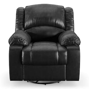 Poltrona Do Papai Reclinável Pietra Glider Giratória Massagem Fh9 Pu Preto Brilho - Mpozenato