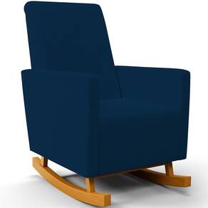 Poltrona De Amamentação Com Balanço Ravena W01 Suede Azul Marinho - Lyam Decor