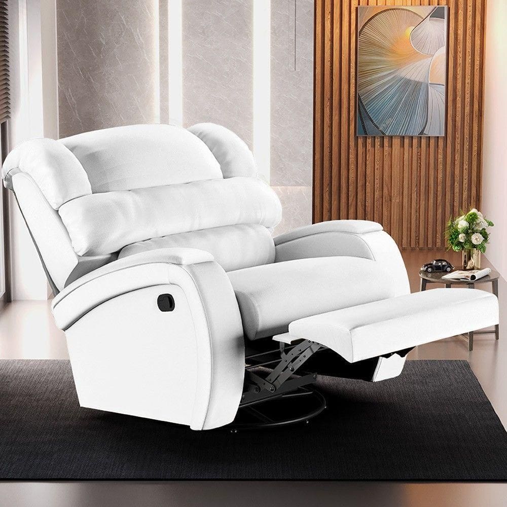 Poltrona Do Papai Reclinável Kalie Glider Giratória Fh9 Pu Branco - Mpozenato