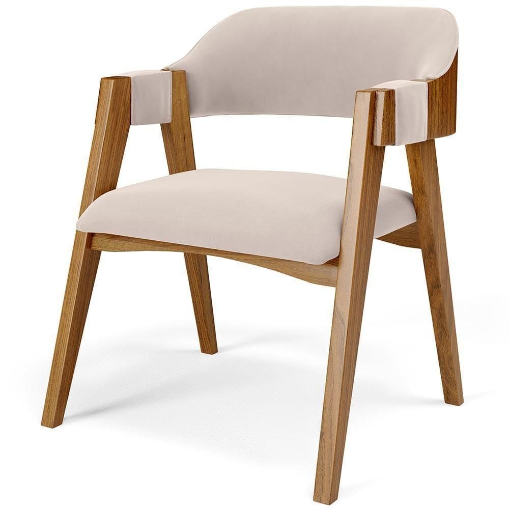 Cadeira Para Sala De Jantar E Estar Living Estofada Suran L02 Suede Bege - Lyam