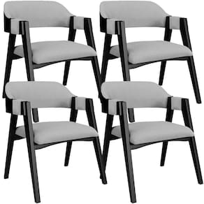 Kit 4 Cadeiras Sala De Jantar Estar Living Estofada Suran L02 Preto Linho Cinza - Lyam Decor