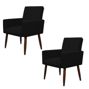 Kit 2 Poltronas Decorativa Sala E Quarto Nina Suede Herrero Cor:preto