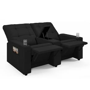 Poltrona Do Papai Reclinável Cinema 2 Lugares Manual Baú Usb Haifa F05 Facto Preto - Lyam Decor