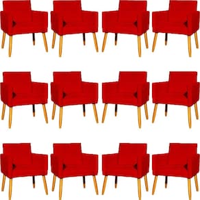 Kit 12 Poltronas Decorativa Para Sala Nina Suede Cores Pé Palito 30cm Castanho - Suede