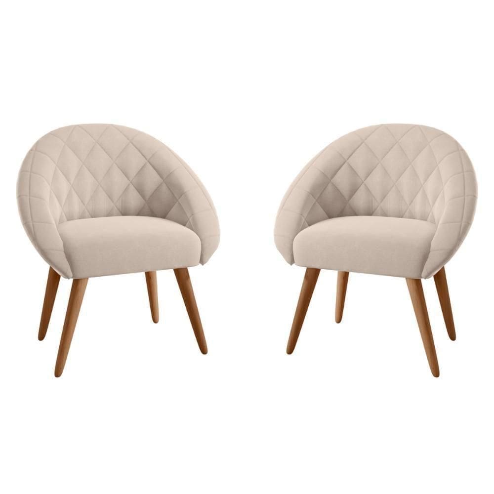 Conjunto Poltrona Para Sala De Recepção Celina Inca Areia