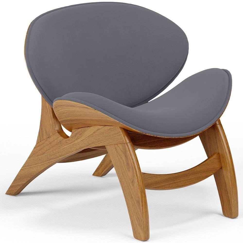 Poltrona Decorativa Orgânica Sala Living Kadosh L02 Suede Cinza