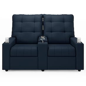 Poltrona Do Papai Reclinável Mallie 2 Lugares Baú Usb Fh9 Veludo Azul - Mpozenato