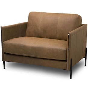 Poltrona Decorativa Para Sala Living Industrial 80cm Amábile L06 Couro Camel - Lyam Decor