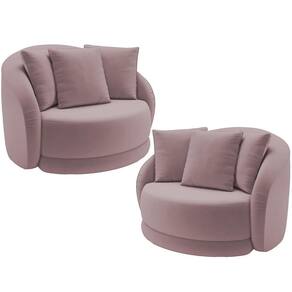 Kit 02 Poltronas Decorativas Base Giratória Witta M03 Veludo Rosê - Lyam Decor