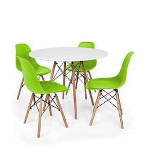 Conjunto Mesa De Jantar Redonda Solo Branca 90cm Com 4 Cadeiras Solo - Verde