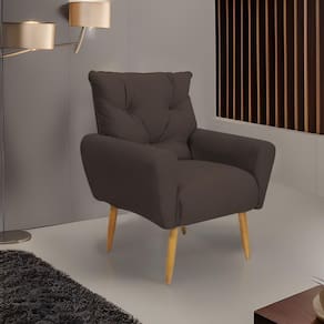 Poltrona Decorativa Para Sala De Estar Quarto E Escritorio Denver Veludo Matrix - Marrom Marrom