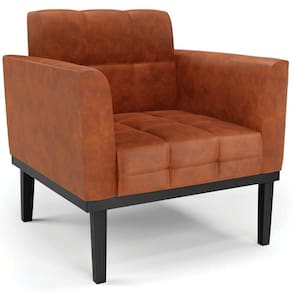 Poltrona Decorativa Base Madeira Preto Ana Sintético Pu Nozes