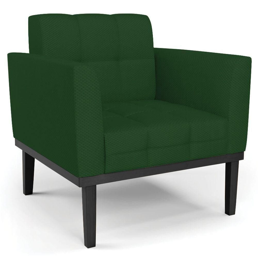 Poltrona Decorativa Base Madeira Preto Ana Veludo Luxo Verde