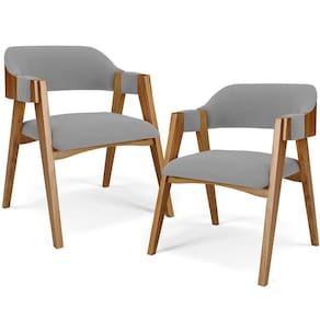 Kit 02 Cadeiras Para Sala De Jantar E Estar Living Estofada Suran L02 Suede Cinza - Lyam