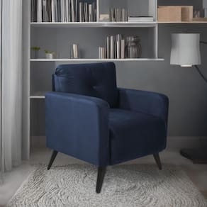 Poltrona Decorativa Sala Escritorio Bahamas Veludo - Azul Azul