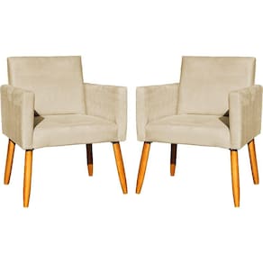 Kit 2 Poltronas Decorativa Para Sala Nina Suede Cores Pé Palito 30cm Castanho - Suede