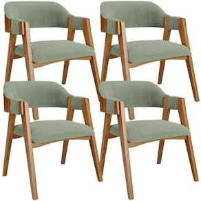 Kit 04 Cadeiras Para Sala De Jantar E Estar Living Estofada Suran L02 Bouclê Oliva - Lyam
