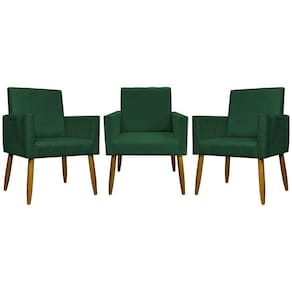 Kit 3 Poltronas Decorativas Confortáveis Mari - Verde Suede