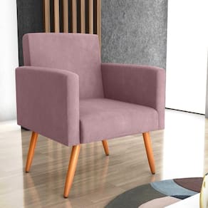 Poltrona Decorativa Para Sala Pará Veludo Turkey Rosa