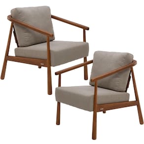 Kit 02 Poltronas Decorativas Para Sala De Estar Living Emma L02 Bouclê Bege - Lyam Decor