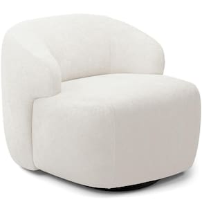 Poltrona Decorativa Orgânica Giratória Living Barolo L06 Bouclê Branco
