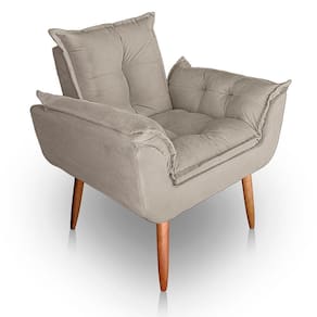 Poltrona Para Sala E Quarto Decorativa Opala Suede Cor Bege
