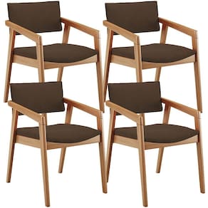 Kit 04 Cadeiras Para Sala De Jantar Estar Living Giorgia B04 Suede Marrom