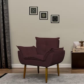Poltrona Decorativa Para Sala E Quarto Opala Suede Herrero Cor:marsala