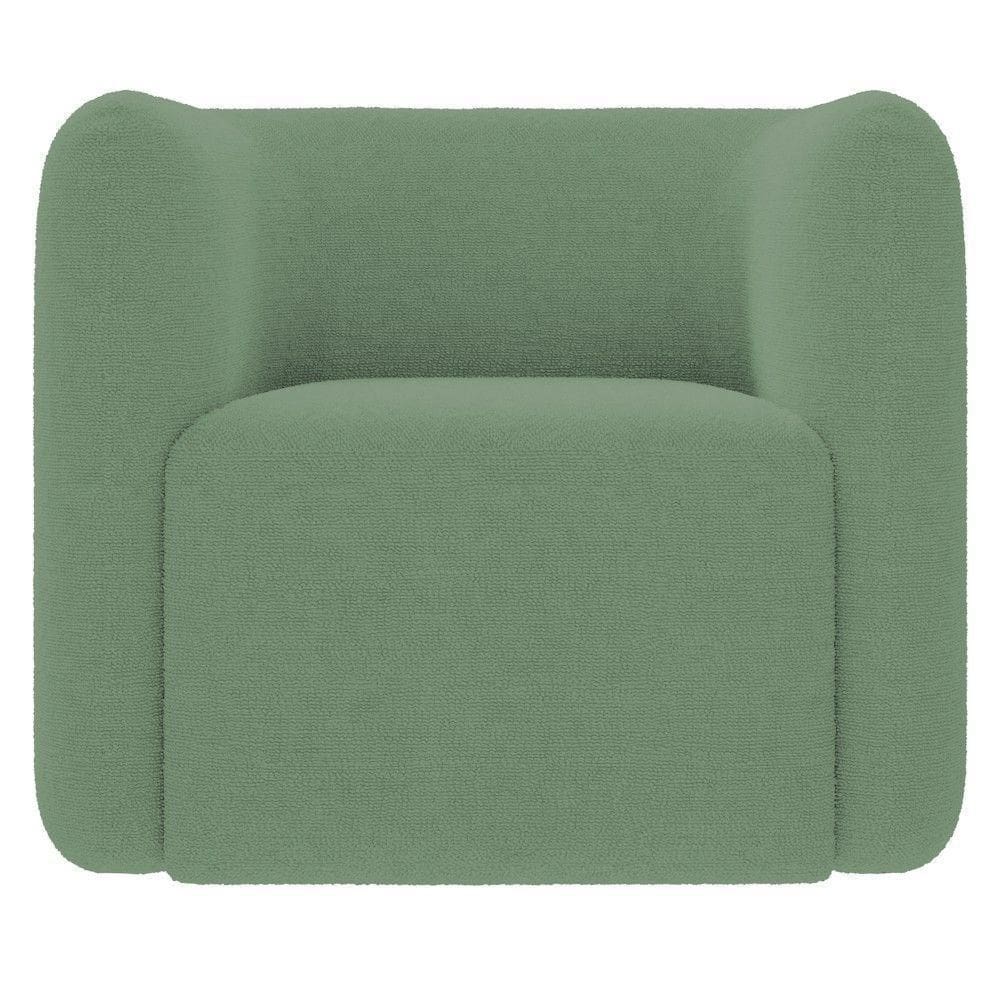 Poltrona Para Sala De Estar Decorativa Quadrada Maggie K04 Bouclê Verde Mpozenato