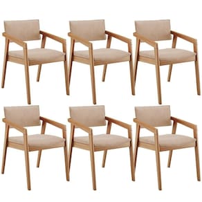 Kit 06 Cadeiras Para Sala De Jantar Estar Living Giorgia B04 Suede Bege