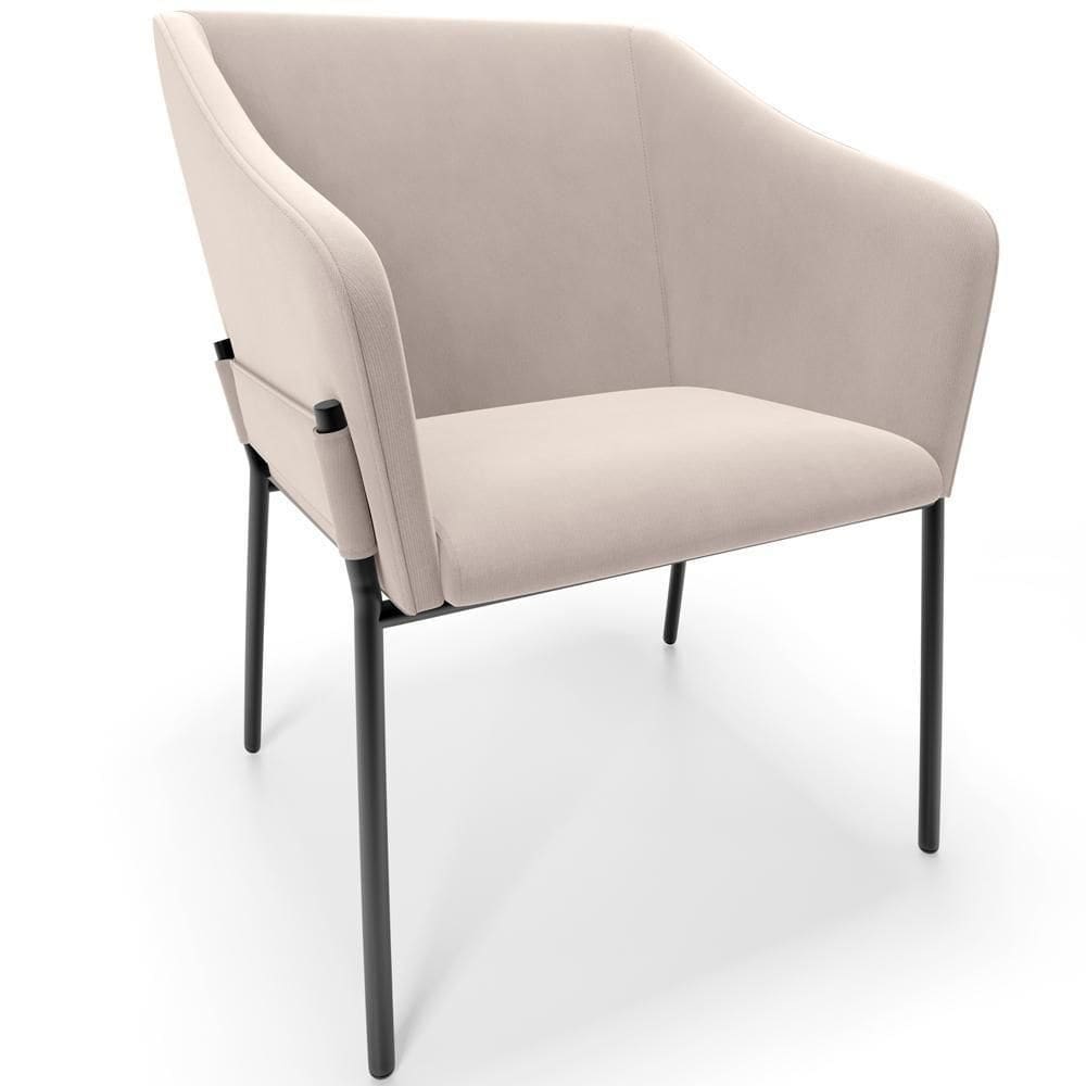 Cadeira Para Sala De Jantar Estar Living Olívia L02 Suede Bege - Lyam Decor