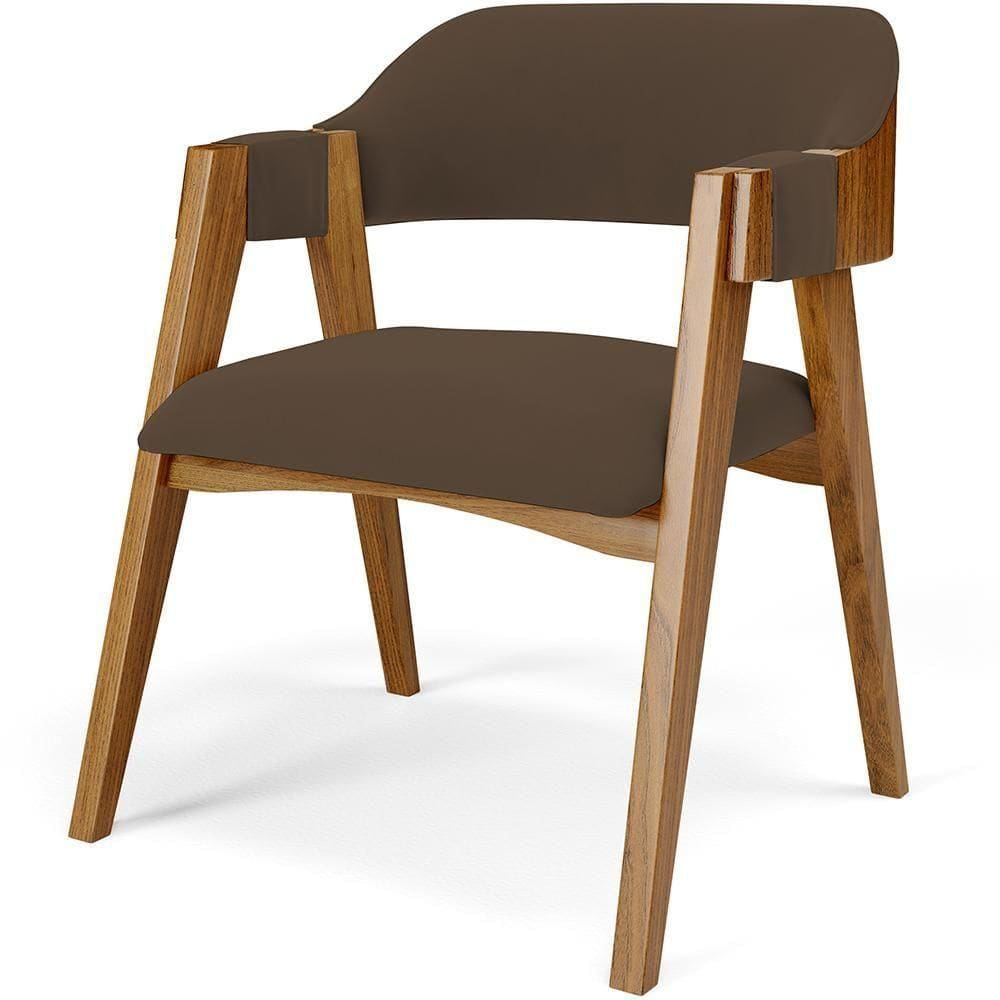 Cadeira Para Sala De Jantar E Estar Living Estofada Suran L02 Suede Marrom - Lyam