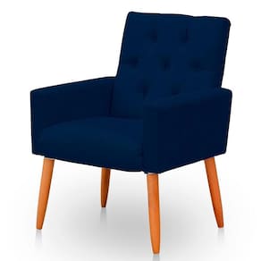 Poltrona Para Sala Reforçada Confortável íris Suede Cor Azul Marinho