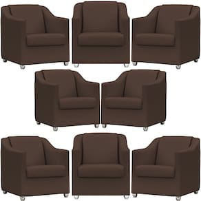 Kit 8 Poltronas Mila Corino Cores Pé De Plástico Cromado - Marrom Corino