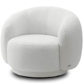 Poltrona Giratória Orgânica Para Sala Living Elodie M05 Bouclê Creme - Lyam Decor
