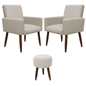 Kit 2 Poltronas E Puff Sala E Quarto Nina Suede Herrero Cor:bege