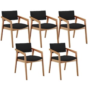 Kit 05 Cadeiras Para Sala De Jantar Estar Living Giorgia B04 Bouclê Preto