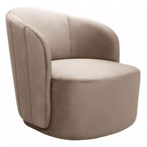 Poltrona Decorativa Stela Cadeira Redonda Concha Veludo Capuccino