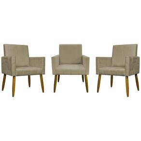 Kit 3 Poltronas Decorativas Confortáveis Mari - Nude Suede
