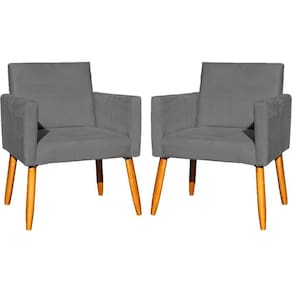 Kit 2 Poltronas Decorativa Para Sala Nina Suede Cores Pé Palito 30cm Castanho - Suede