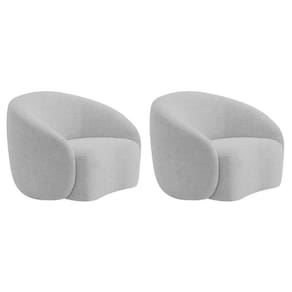 Kit 02 Poltronas Orgânica Luxo Recepção Amore Linho Cor Cinza Claro