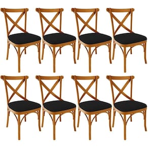 Kit 08 Cadeiras Para Sala De Jantar E Estar Living Estofada ávila L02 Suede Preto - Lyam