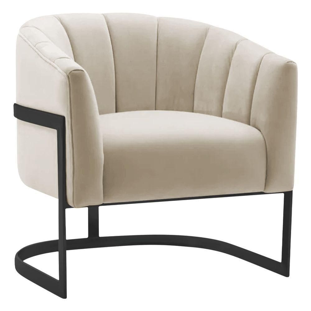 Poltrona Decorativa Sala De Estar Recepção Mavie Base De Ferro Preto Suede Cor Roxo
