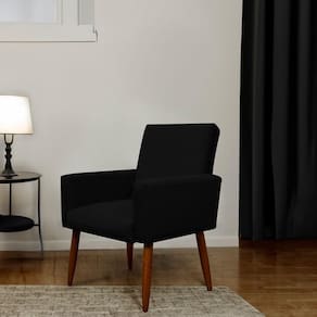Poltrona Decorativa Para Sala E Quarto Nina Suede Herrero Cor:preto