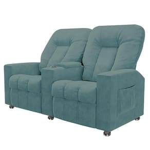 Poltrona Reclinável Para Cinema 2 Lugares Praddo Fh9 Veludo Azul Claro Mpozenato