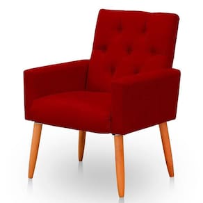 Poltrona Para Sala Reforçada Confortável íris Suede Cor Vermelho
