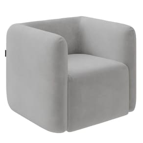 Poltrona Para Sala De Estar Decorativa Quadrada Maggie K04 Veludo Cinza - Mpozenato